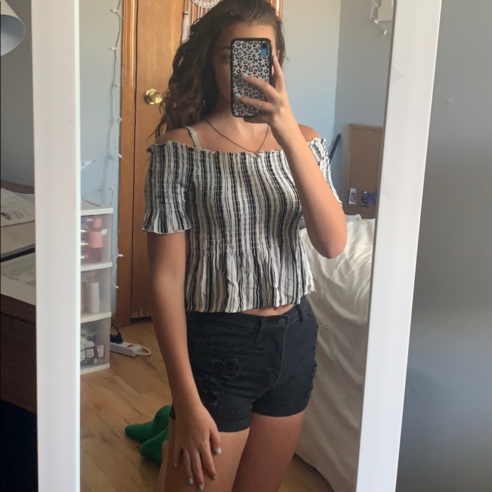 Kendall And Kylie Smocked Peplum Off the Shoulder